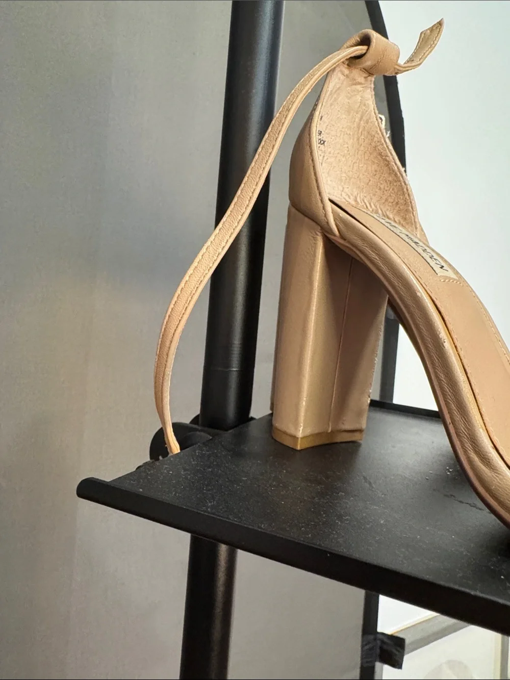 Steve Madden Neutral Beige Ankle-Tie Block Heel Sandals